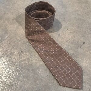 Michael Kors Mens‎ Silk Tie Brown Geometric Pattern Formal Necktie